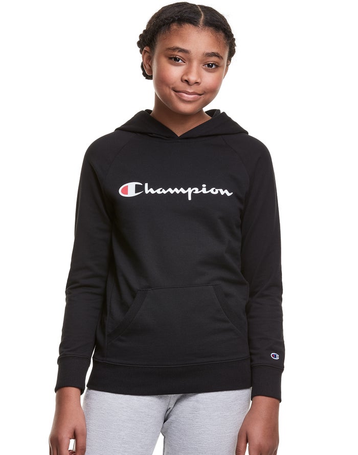 Champion French Terry Script Logo - Tytön Mustat Huppari - Suomi 1240738-HF